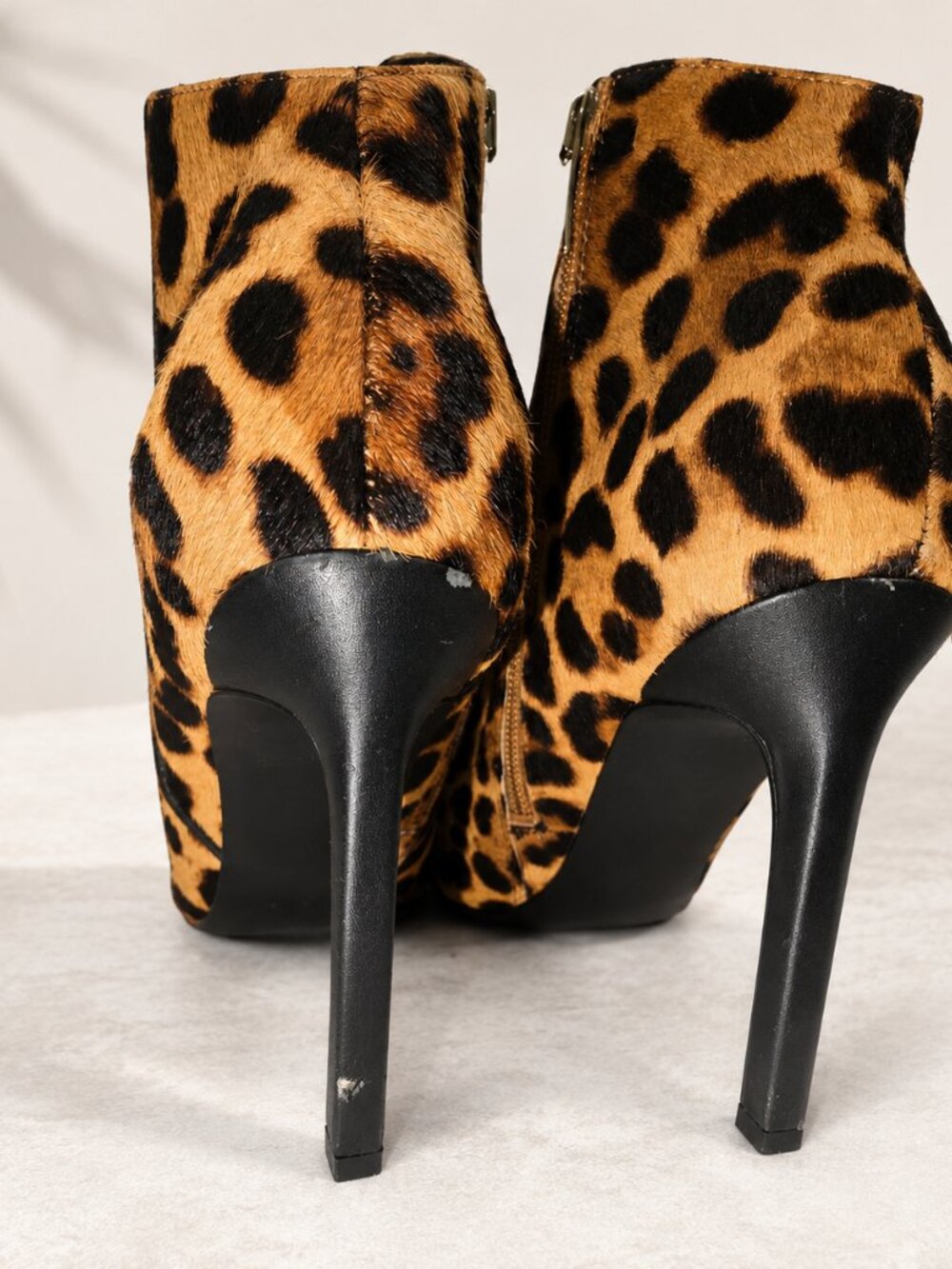 Nine West Leopard Calf Hair Stiletto Ankle Boots 6.5M - Picture 4 of 10